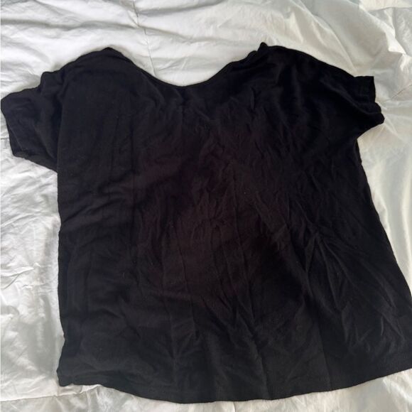 Francesca’s Black Twist Front Short Sleeve Tee Size XXS - Picture 7 of 9